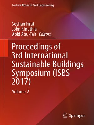 cover image of Proceedings of 3rd International Sustainable Buildings Symposium (ISBS 2017)